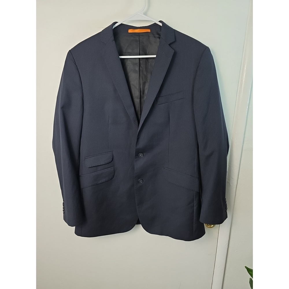 Ben Sherman 40 R Blue Pinstripe Men's 100% Wool Button Blazer Coat Jacket Flaw